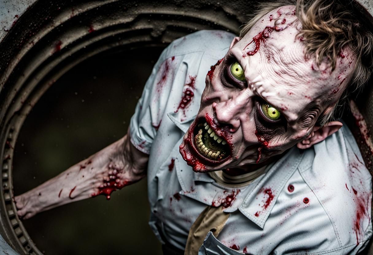 A sewer zombie