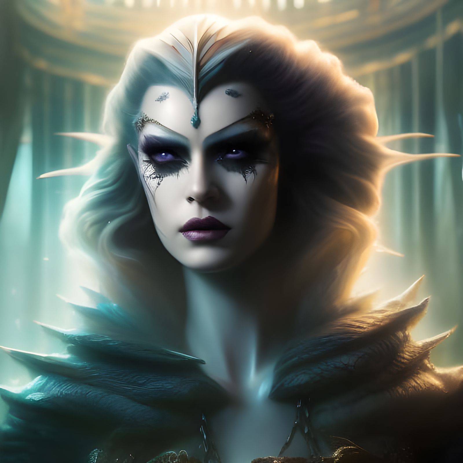 Biohazard Woman Portrait in Calligraphic Fantasy Style