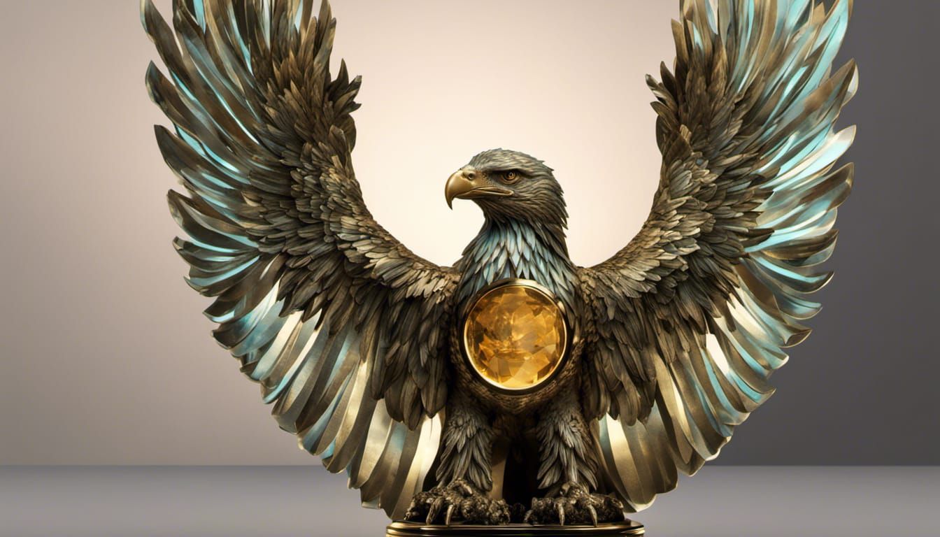 Aquamarine Eagle Diamond Trophy in CGI Style