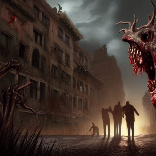 Detailed Zombie Apocalypse Matte Painting