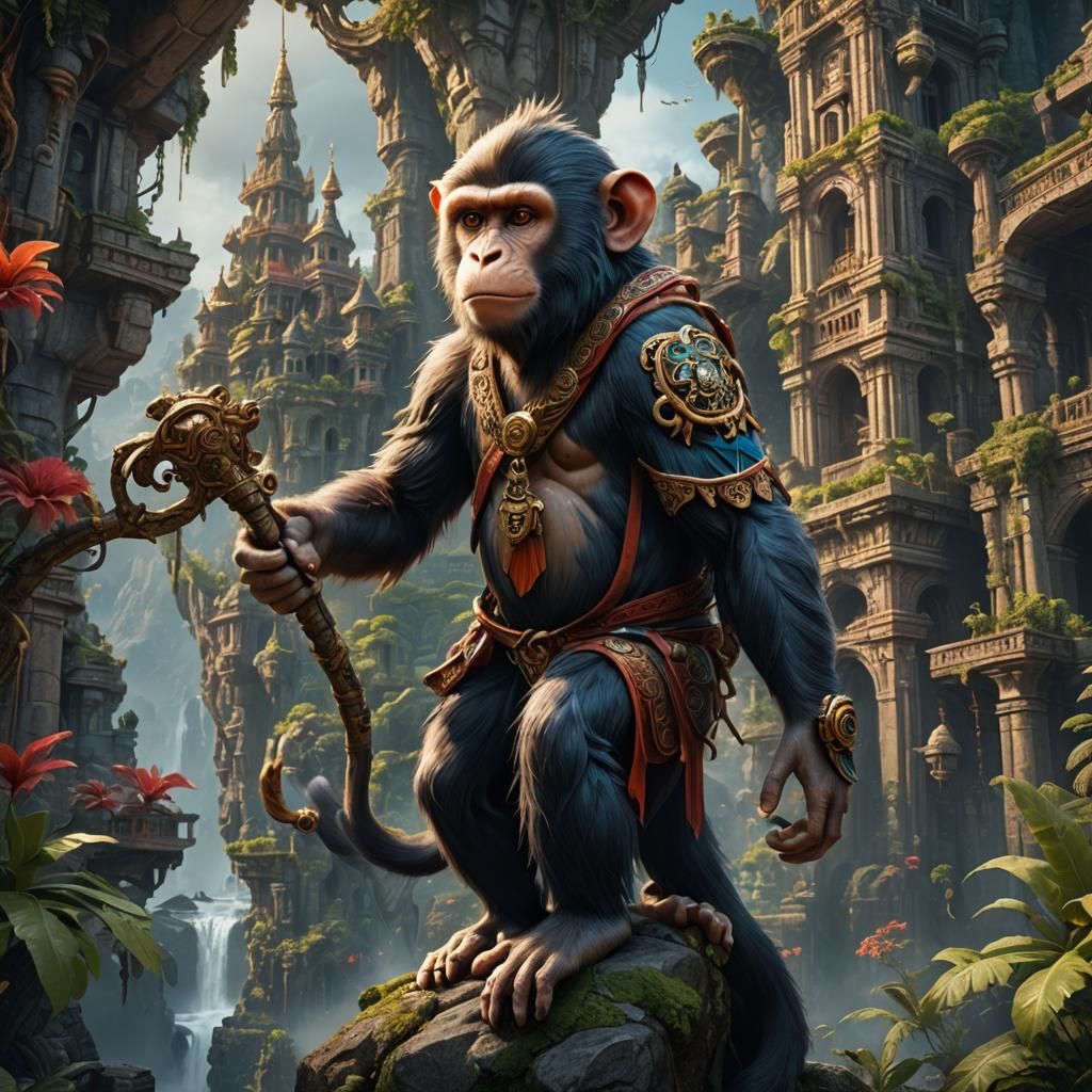 Detailed Monkey Matte Painting in 8K