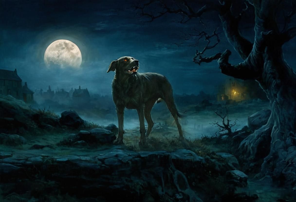 Hound of the Baskervilles in Fog, Gothic Horror