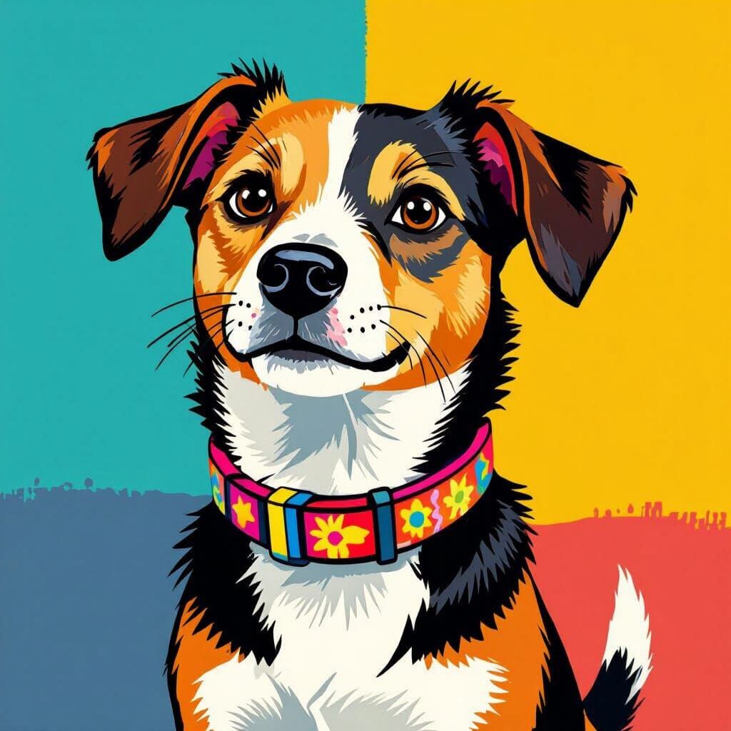 Playful Dog Illustration in Vibrant Style