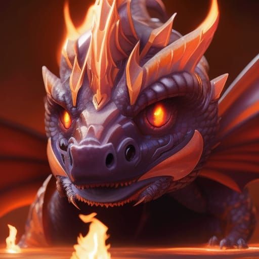 Adorable Chibi Dragon with Ember, Hyperrealistic CGI Art
