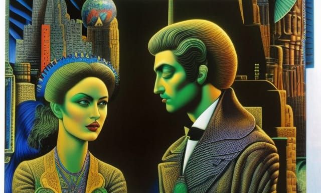 Intricate Ink Drawing of Lovers in Comix Style