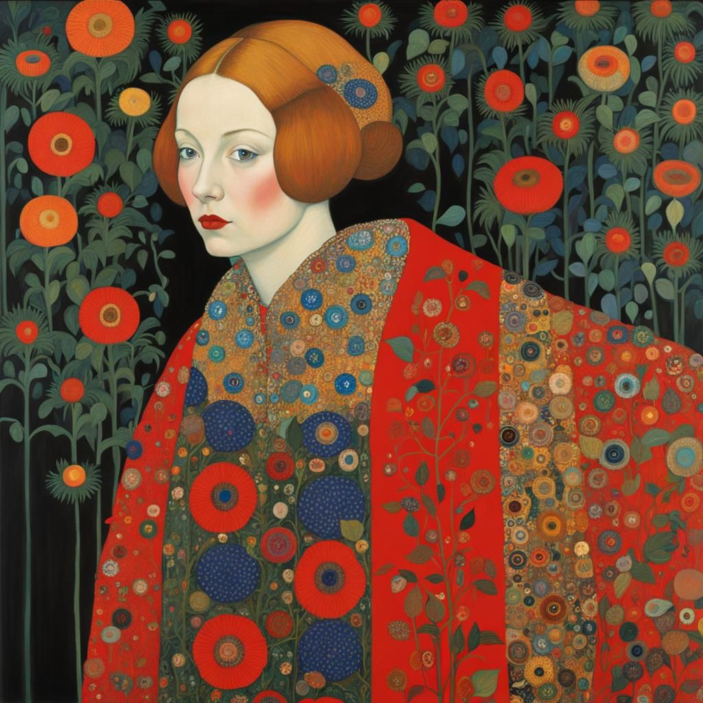 Surreal Portrait in Art Nouveau Style