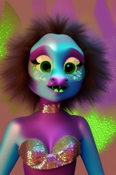 Gargoyle in Sequins: a Pixar-esque 3D Rendering