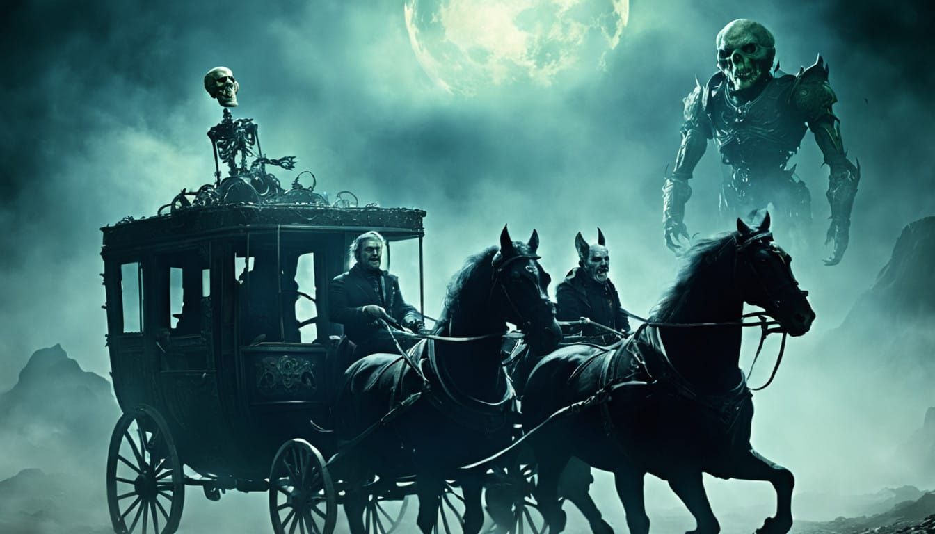 Macabre Funeral Hearse Driven by a Dullahan