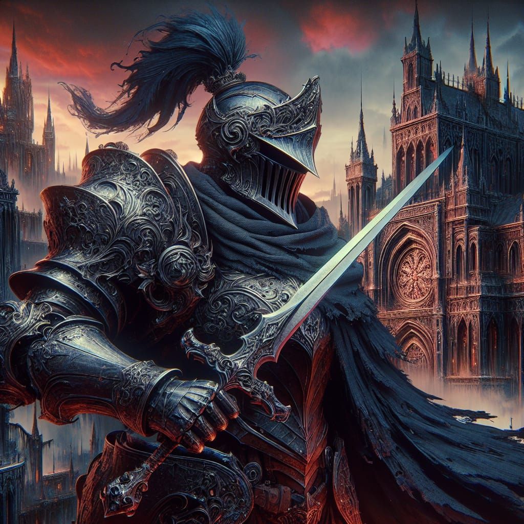 Dark Knight in Gothic Castle