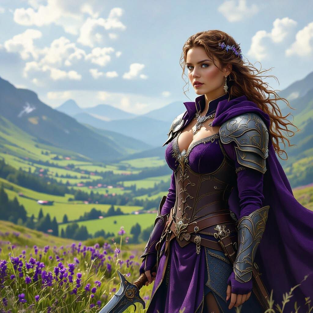 Valkyrie in Verdant Valley with Violets