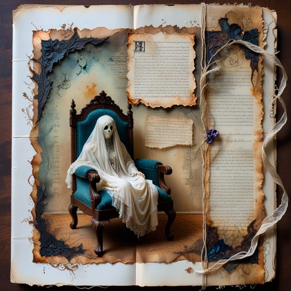 Ethereal Victorian Ghostly Portrait in Watercolor