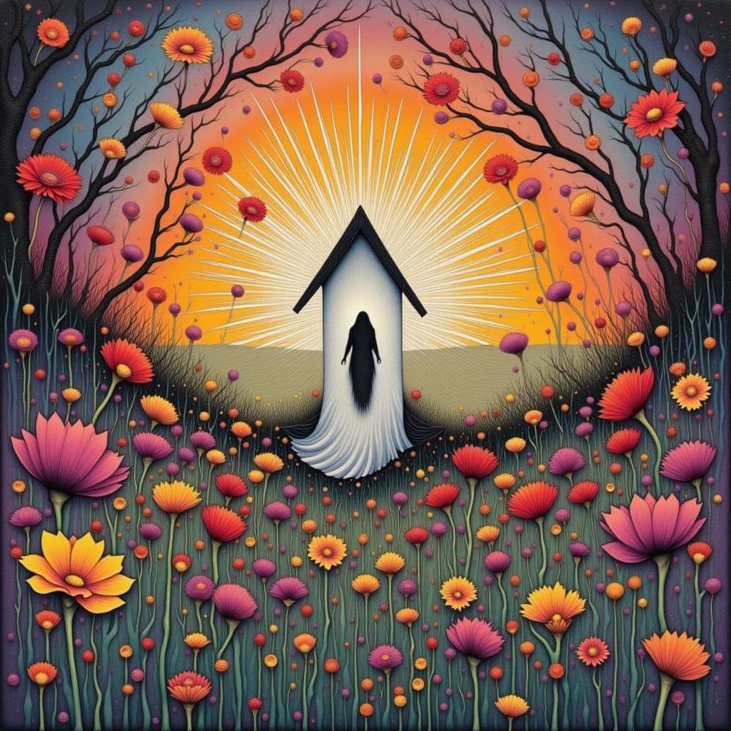 Solitary Figure in Desolate Landscape