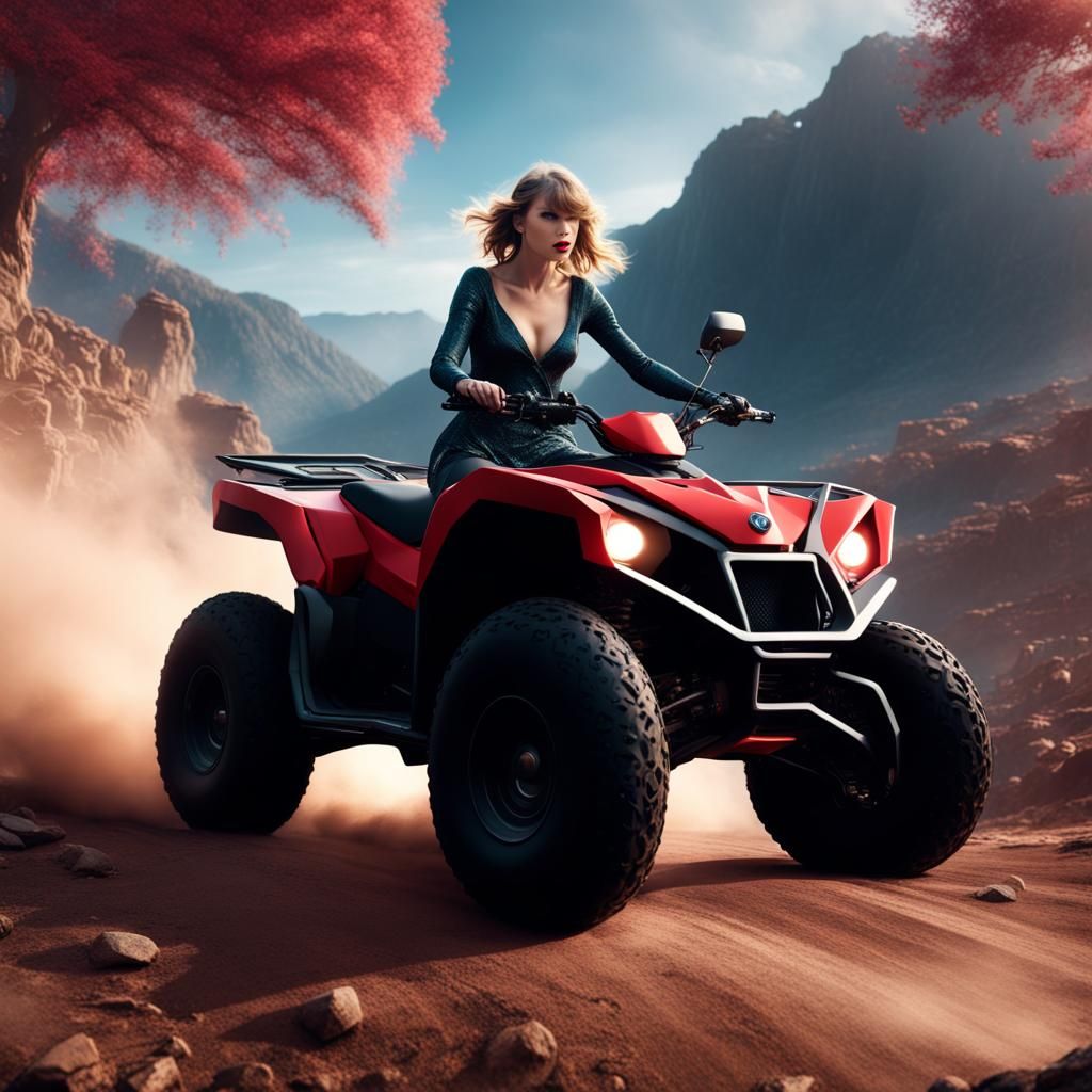 Taylor Swift Rides ATV: Detailed Matte Painting
