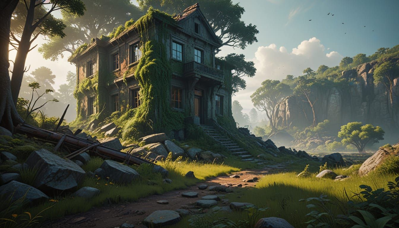 Gritty Post-Apocalyptic Wilderness Landscape in James Gurney...