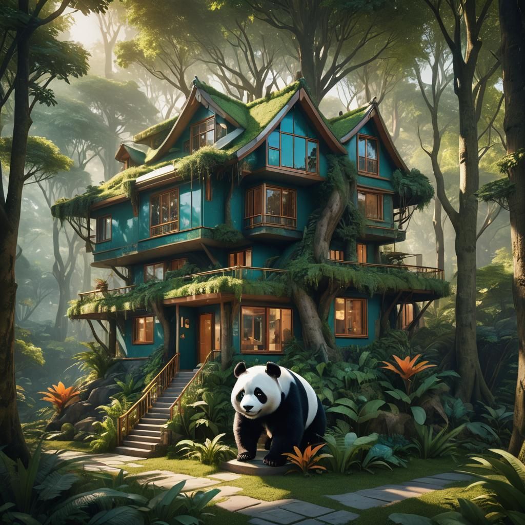 Panda House: Contemporary Architecture in Lush Forest