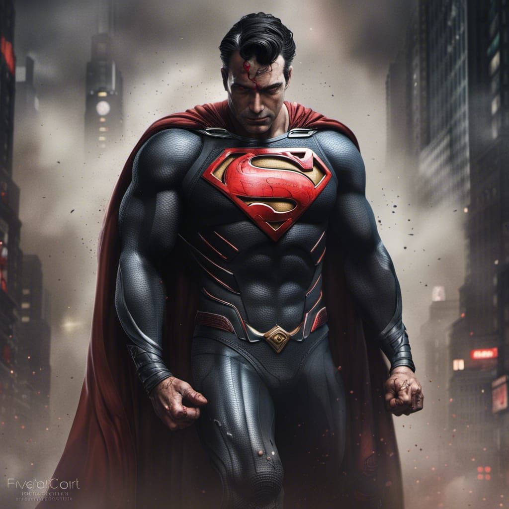 Dark Superman Unleashes Red Beams in Matte Black Suit