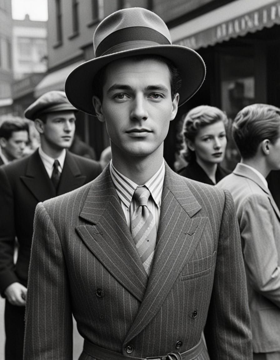 1940s Retro Man Portrait in Primary Colors