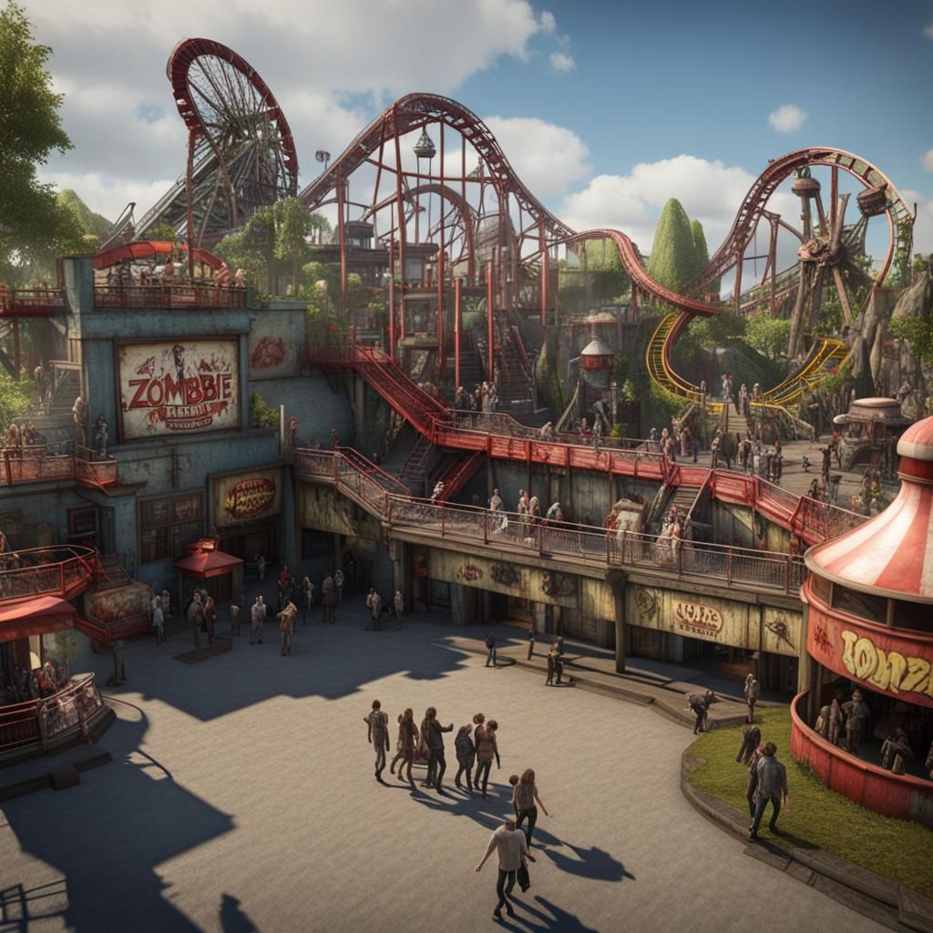 Hyperrealistic Zombie Theme Park in 64k Resolution