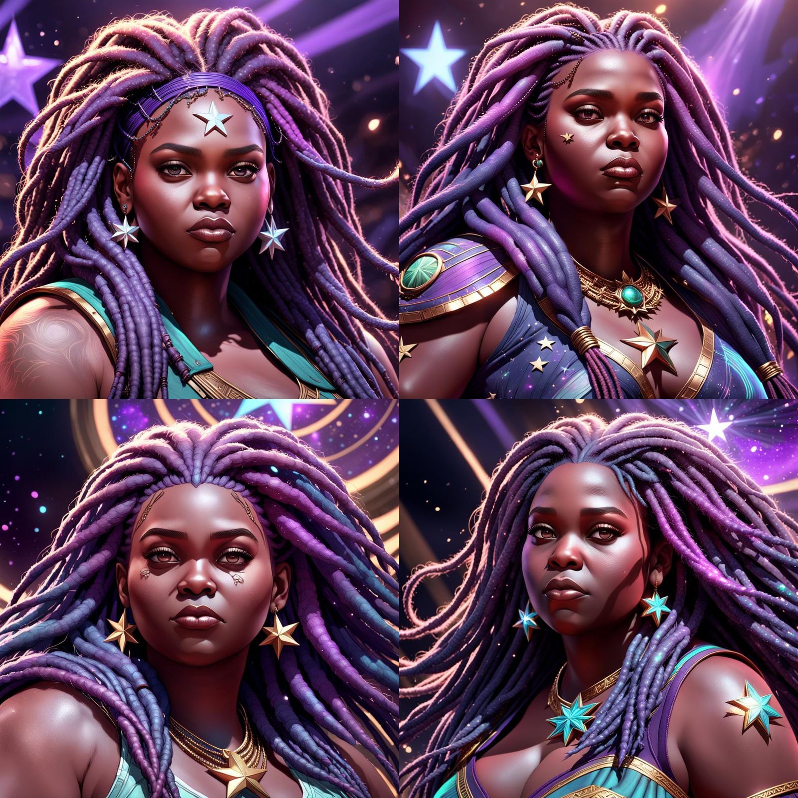 Nigerian Woman on Stage with Purple Dreads