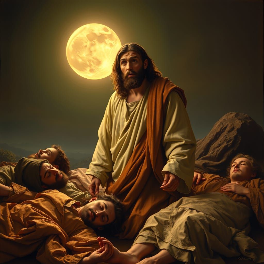 Surprised Jesus in a DaVinci-Inspired High Renaissance Lands...