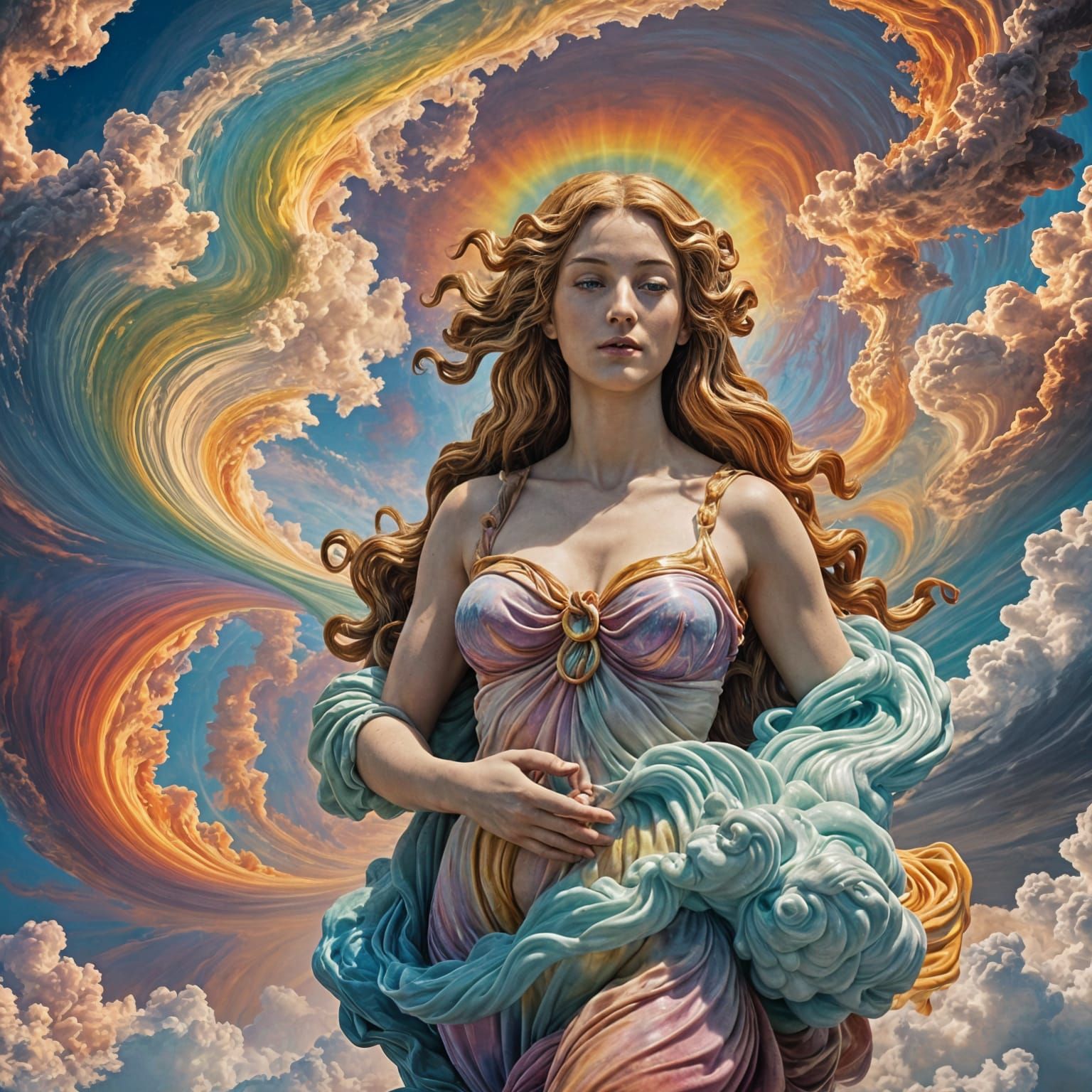 Venus Emerges from Colorful Fluid Lake