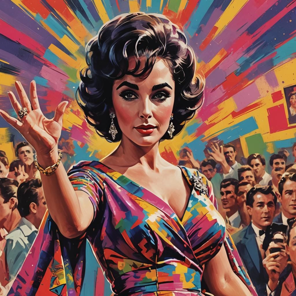 Elizabeth Taylor in Vivid Pop Art Style