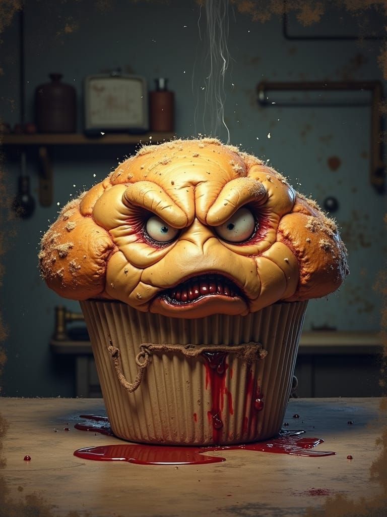 The personification of a gritty blood muffin