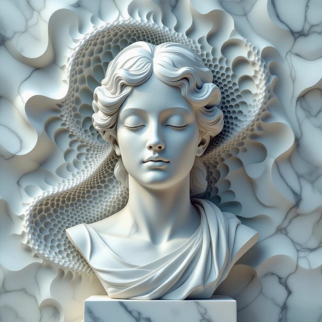 Abstract Marble Sculpture in Fractal Style