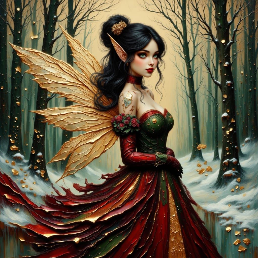 Christmas Fairy in Enchanted Winter Woodland