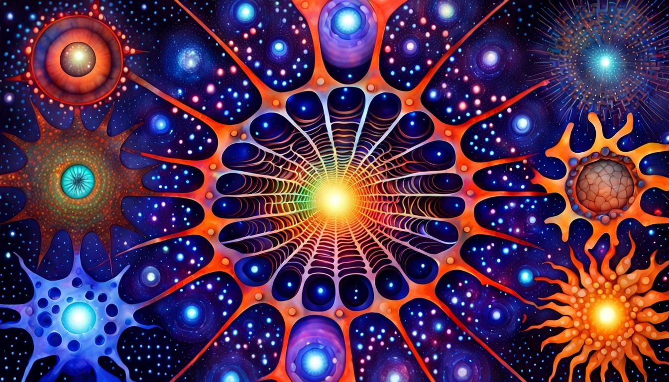 Abstract Astral Design in Cobalt and Polychrome