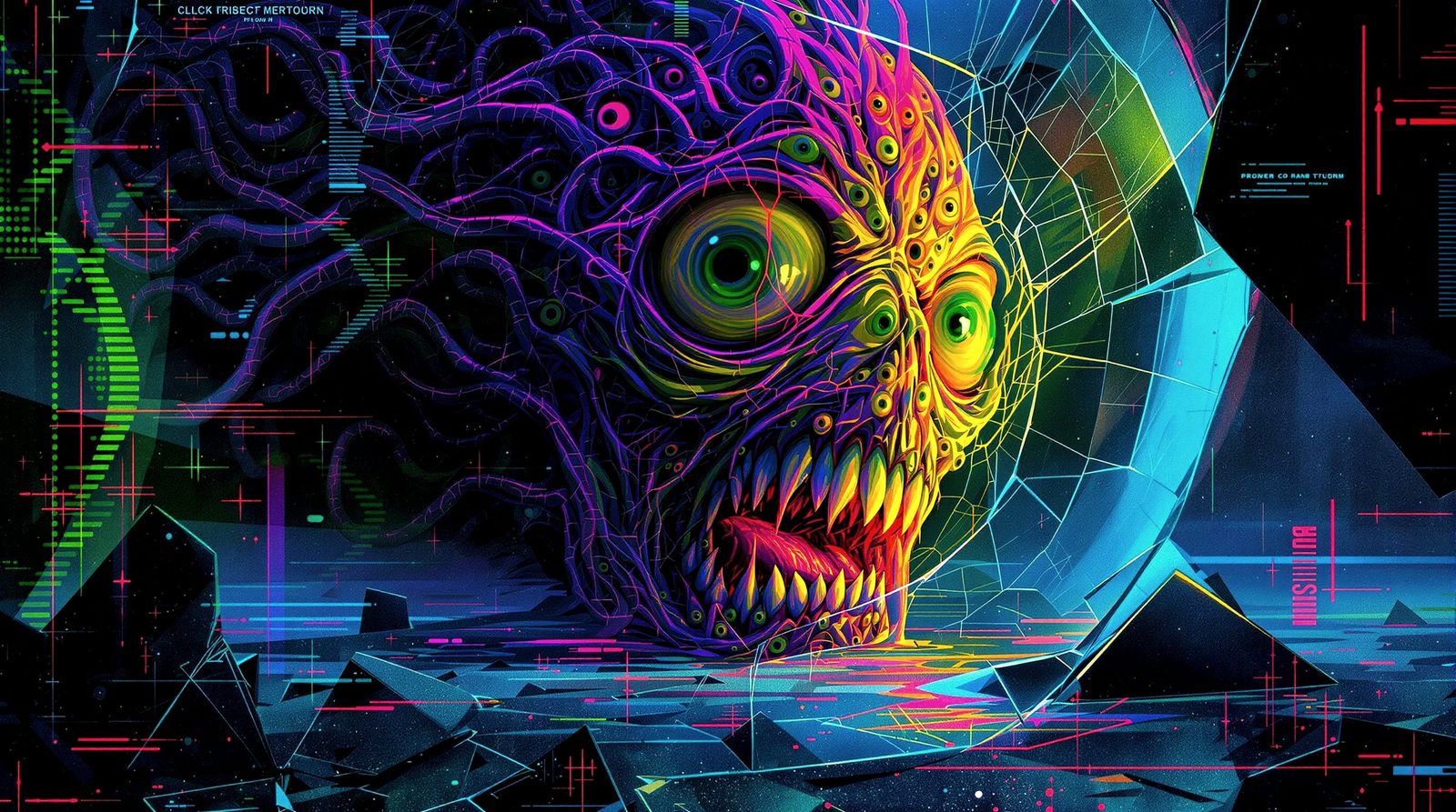 Cosmic Horror Illustration of Grotesque Head Devouring Refle...