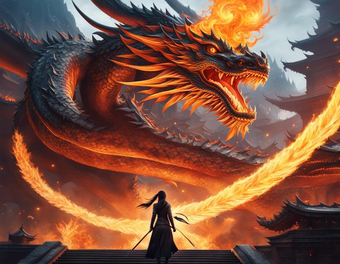 Epic Dragon Temple Landscape in Fantasy Style