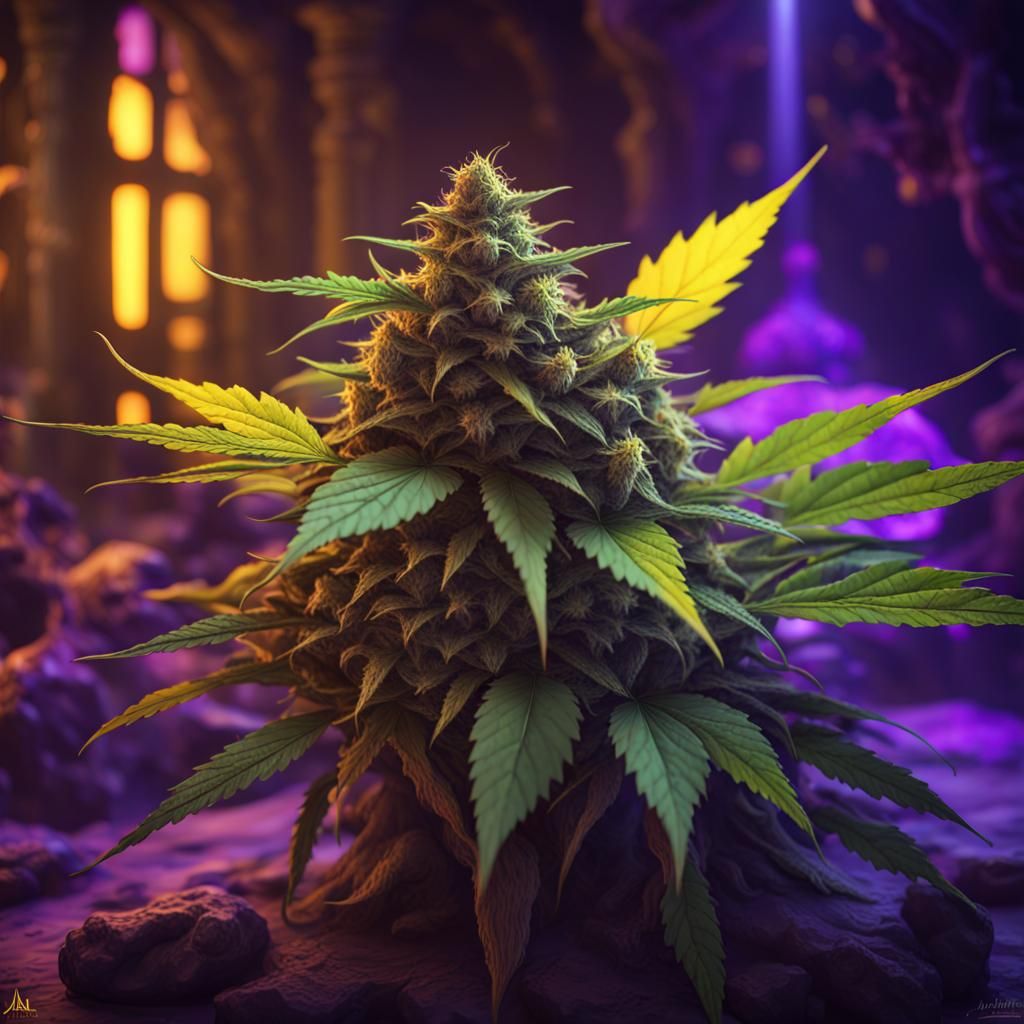 Marijuana in Dark Fantasy Art Nouveau Style
