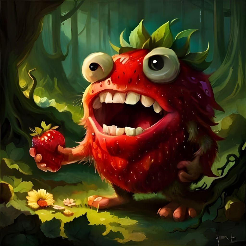 Cannibal Strawberry Character in Fantasycore Style
