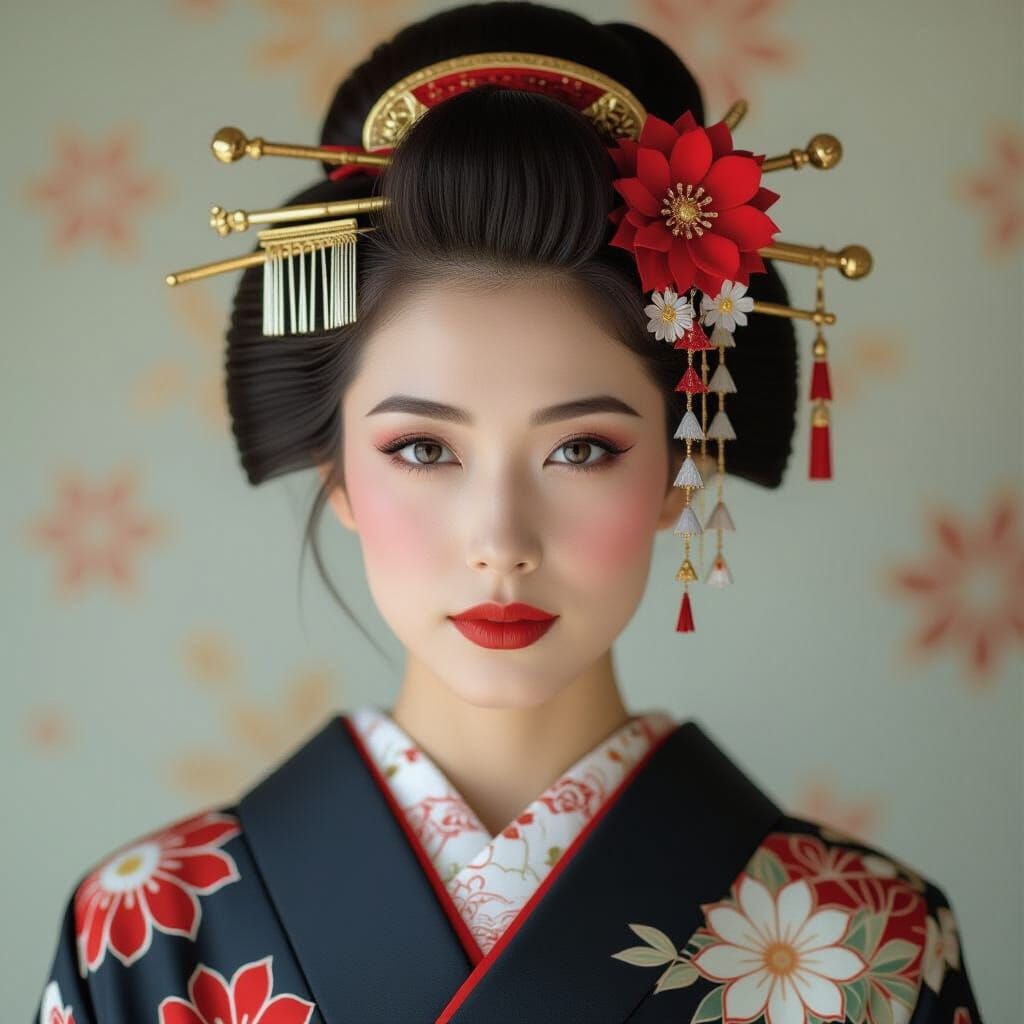 Vibrant Japanese Portrait in Dynamic Painting Style