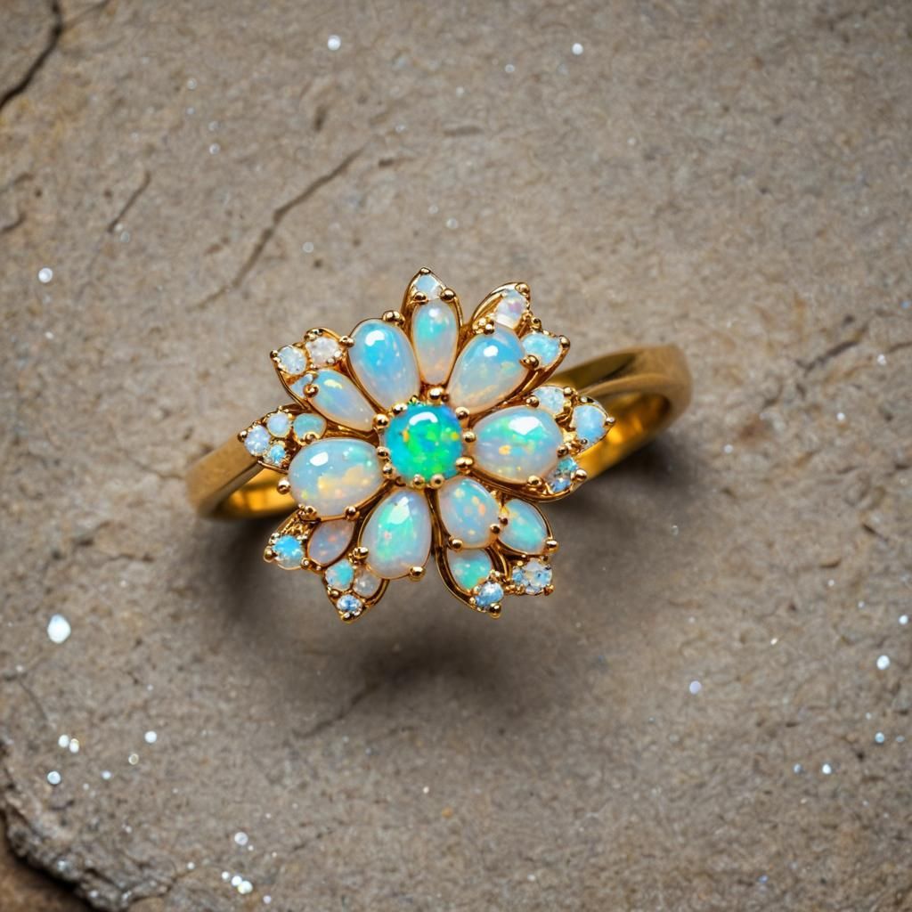 Dazzling Opal Ring: Six-Stone Daisy Heirloom