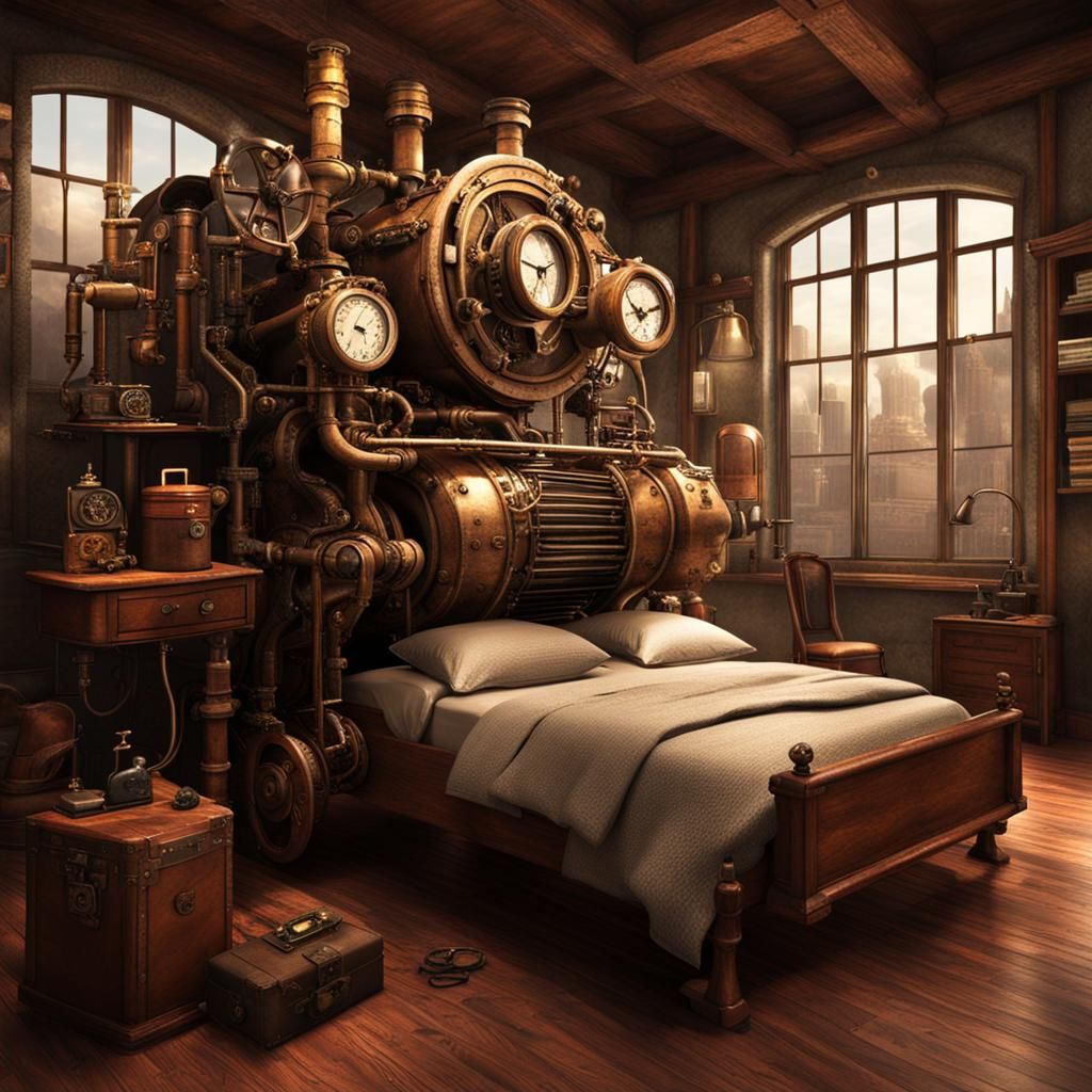 Steampunk Engine in Bedroom: A Surprising Juxtaposition