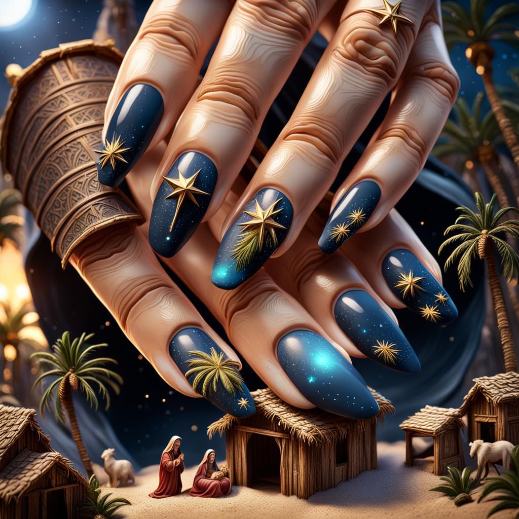 Nativity Scene Nails: Detailed Matte Painting