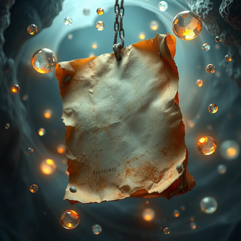 Parchment Time Warp with Luminous Gems: Fantasy Concept Art