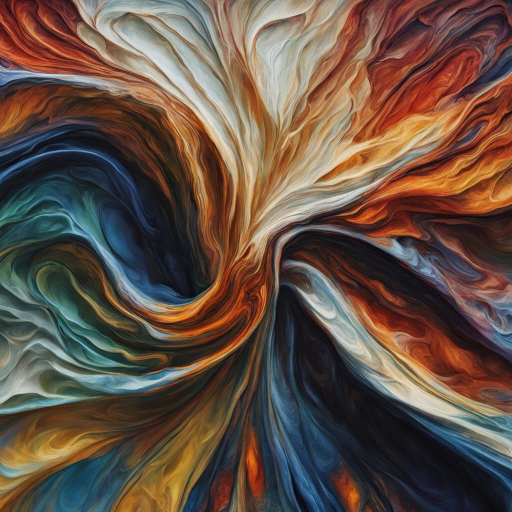 Vibrant Abstract Expressionism Oil Painting of Ethereal Figu...