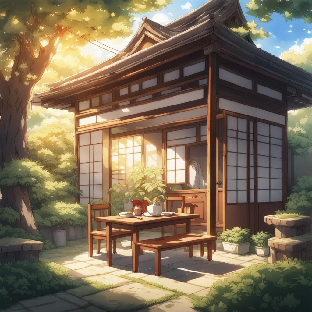 Tonkatsu Meal in Asian Home, Anime Style