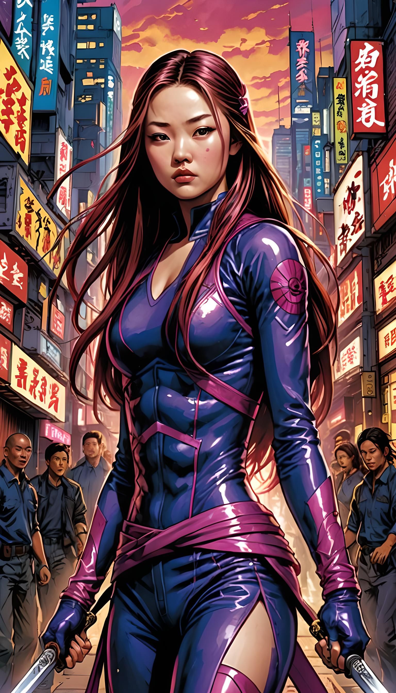 Psylocke as Deadly Ninja Mutant: Comic Book Art