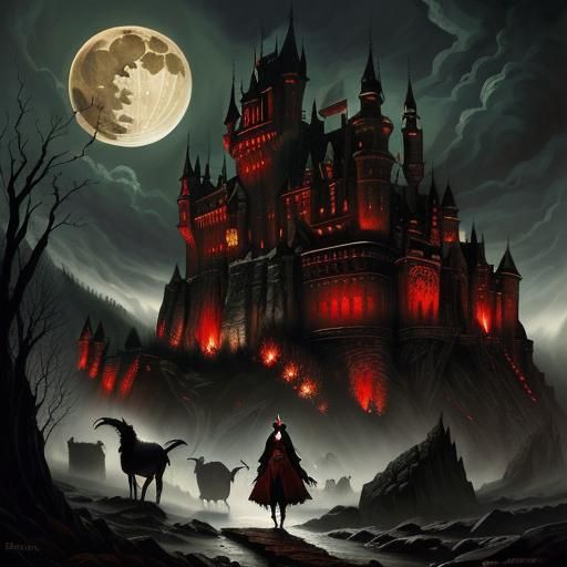 Dracula's Castle: Occult Horror Illustration