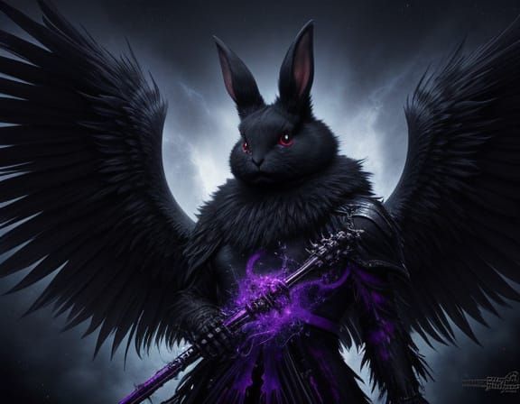 Surreal Rabbit Angel in Cosmic Void