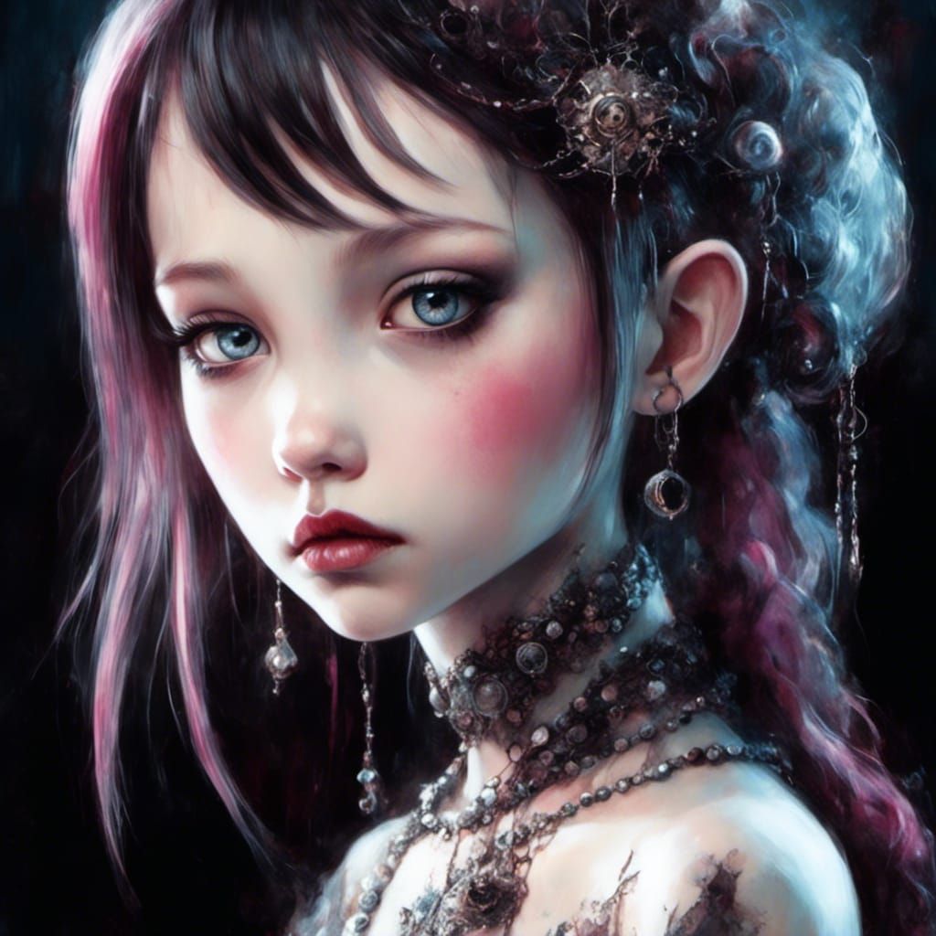 Goth Punk Girl in Art Brut Style