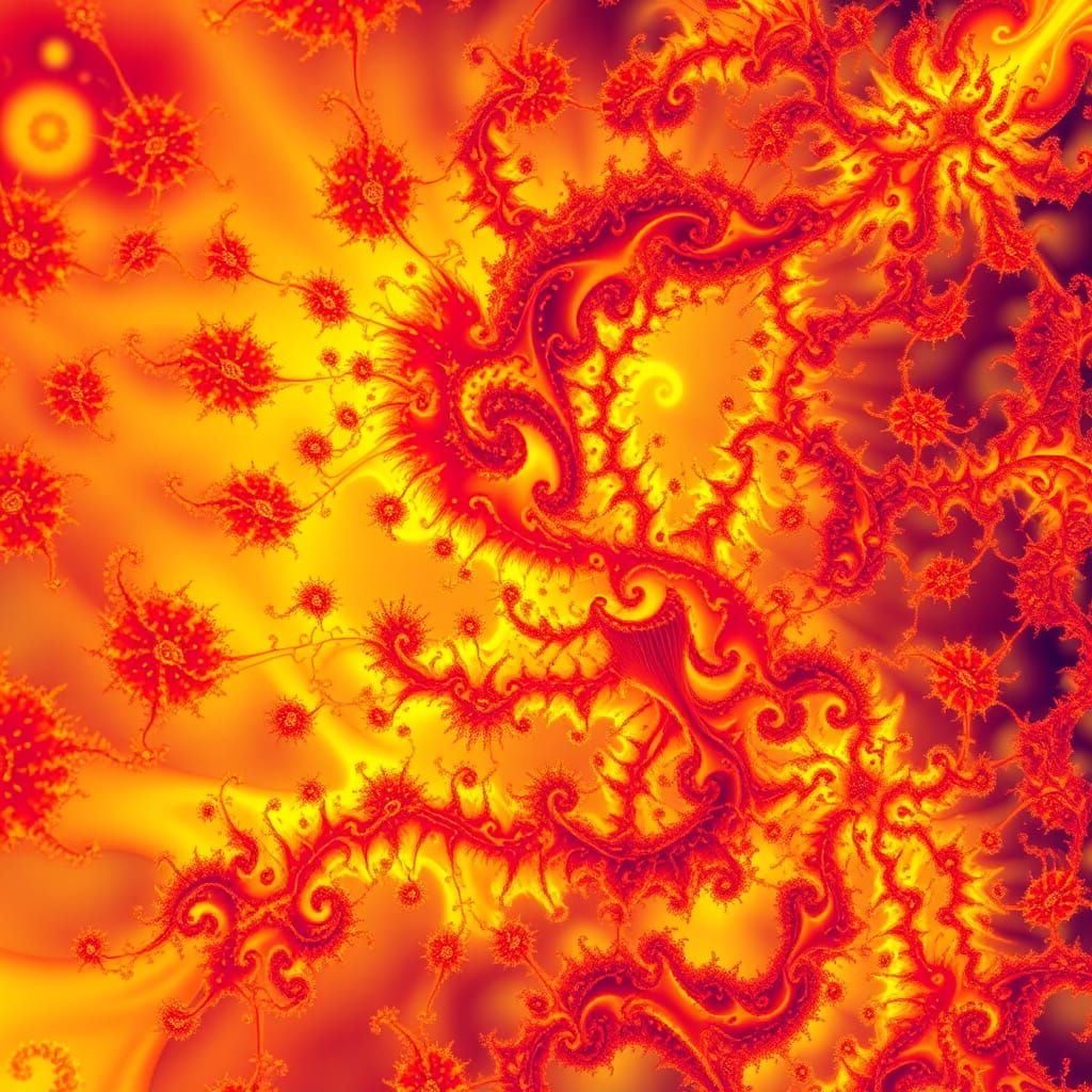 Luminous Fractal Designs in Warm, Vibrant Colors