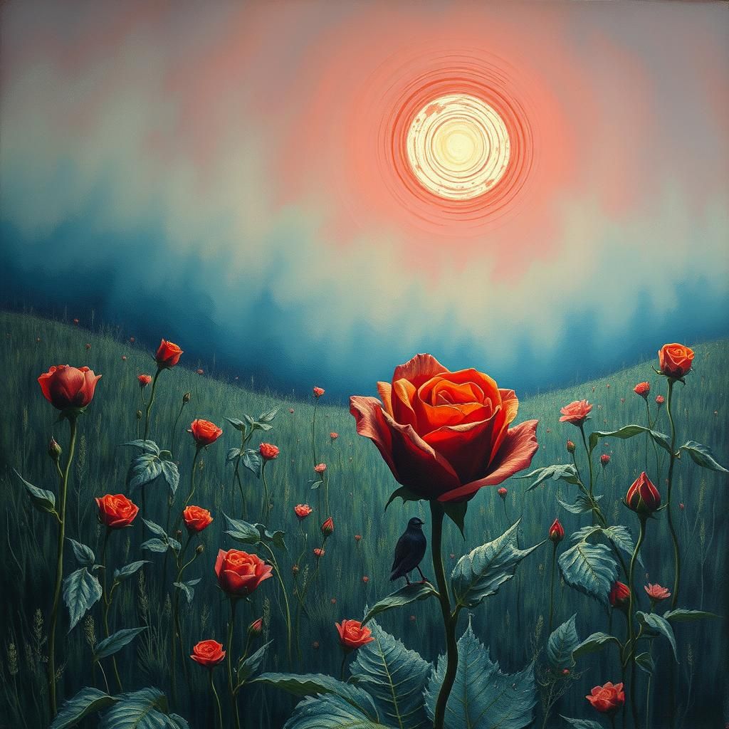 Surreal Rose Splashing Mud, Salvador Dali Style