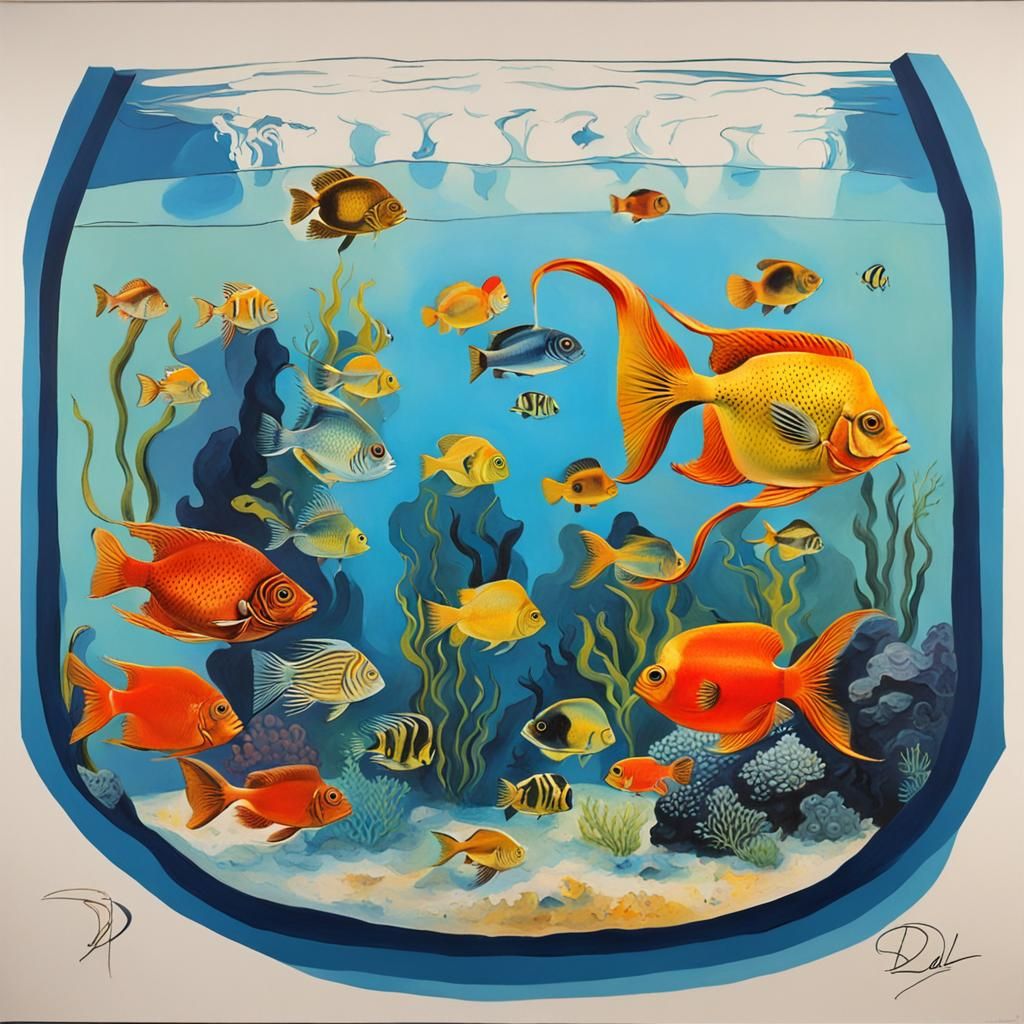 Surreal Tropical Fish Aquarium after Dali