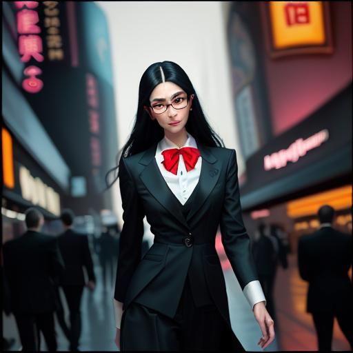 Striking Woman in Las Vegas at Night