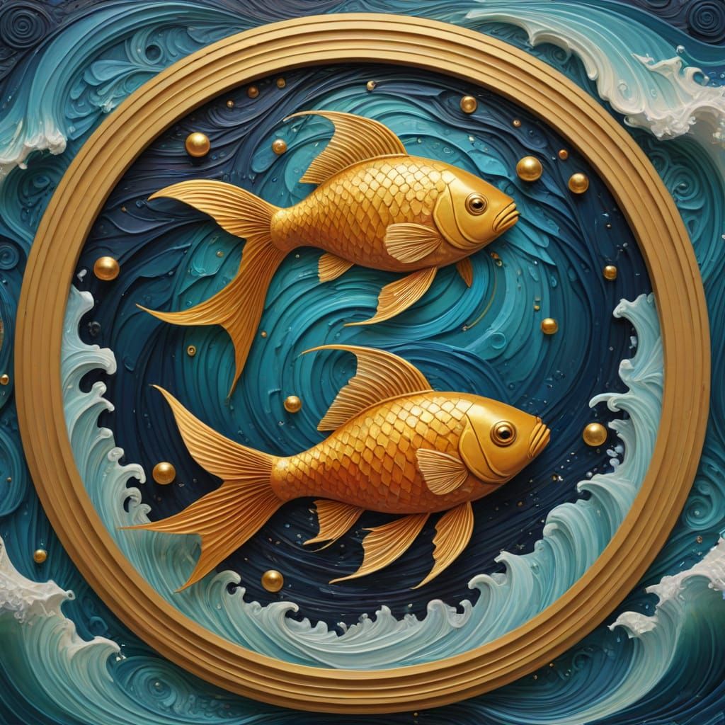 Surreal Pisces Zodiac in Art Nouveau Style